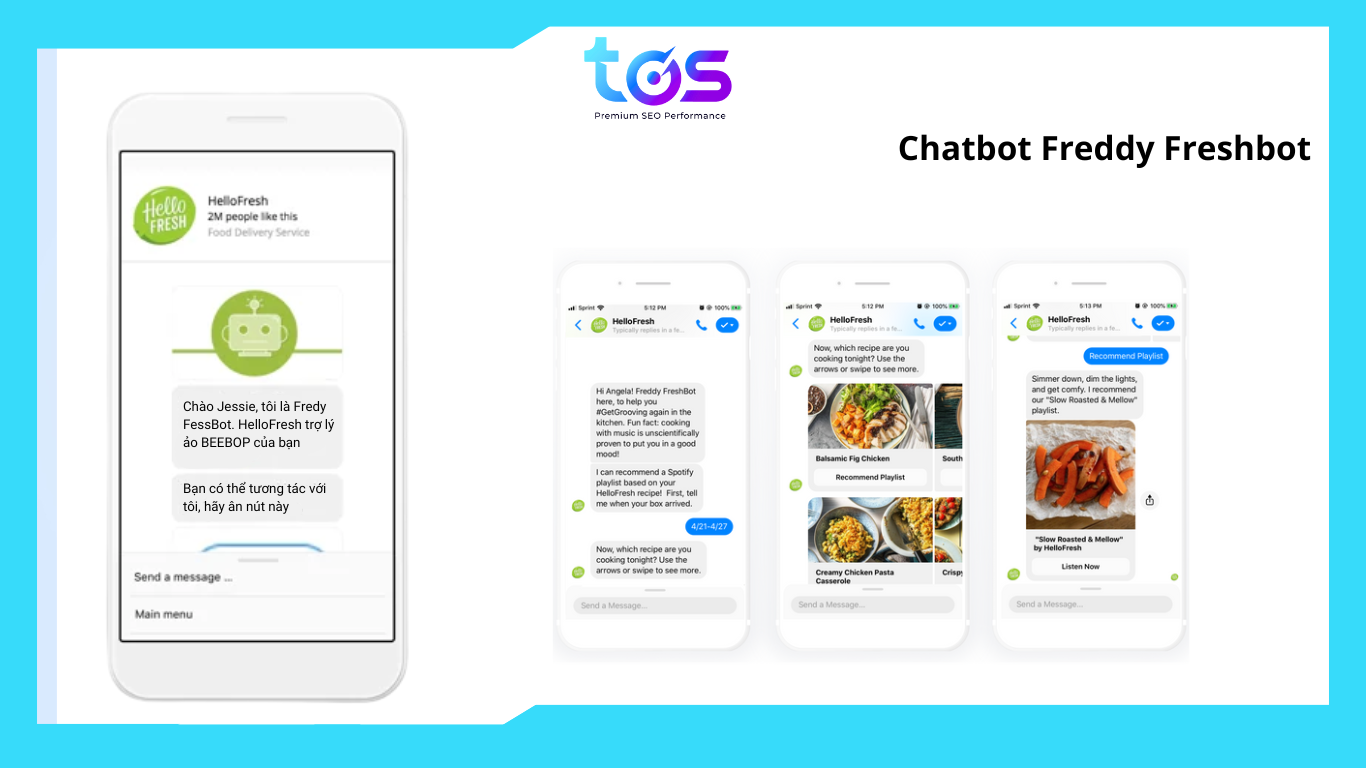 Chatbot Freddy Freshbot  trên Facebook Messenger của HelloFresh