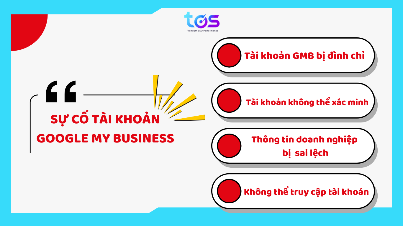 Một số sự cố tài khoản GMB