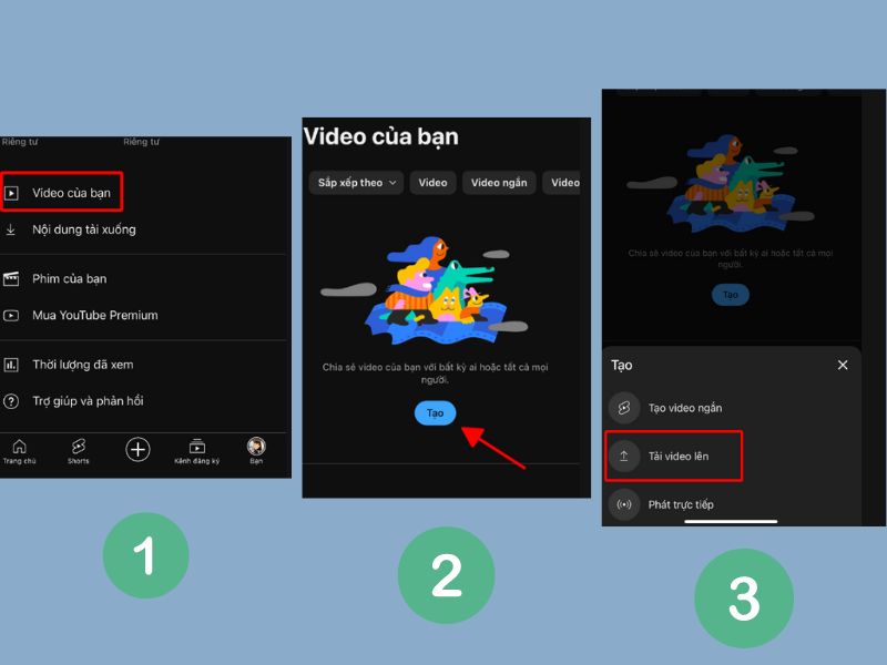 Bước 1 trong cách đăng tải video lên YouTube từ điện thoại