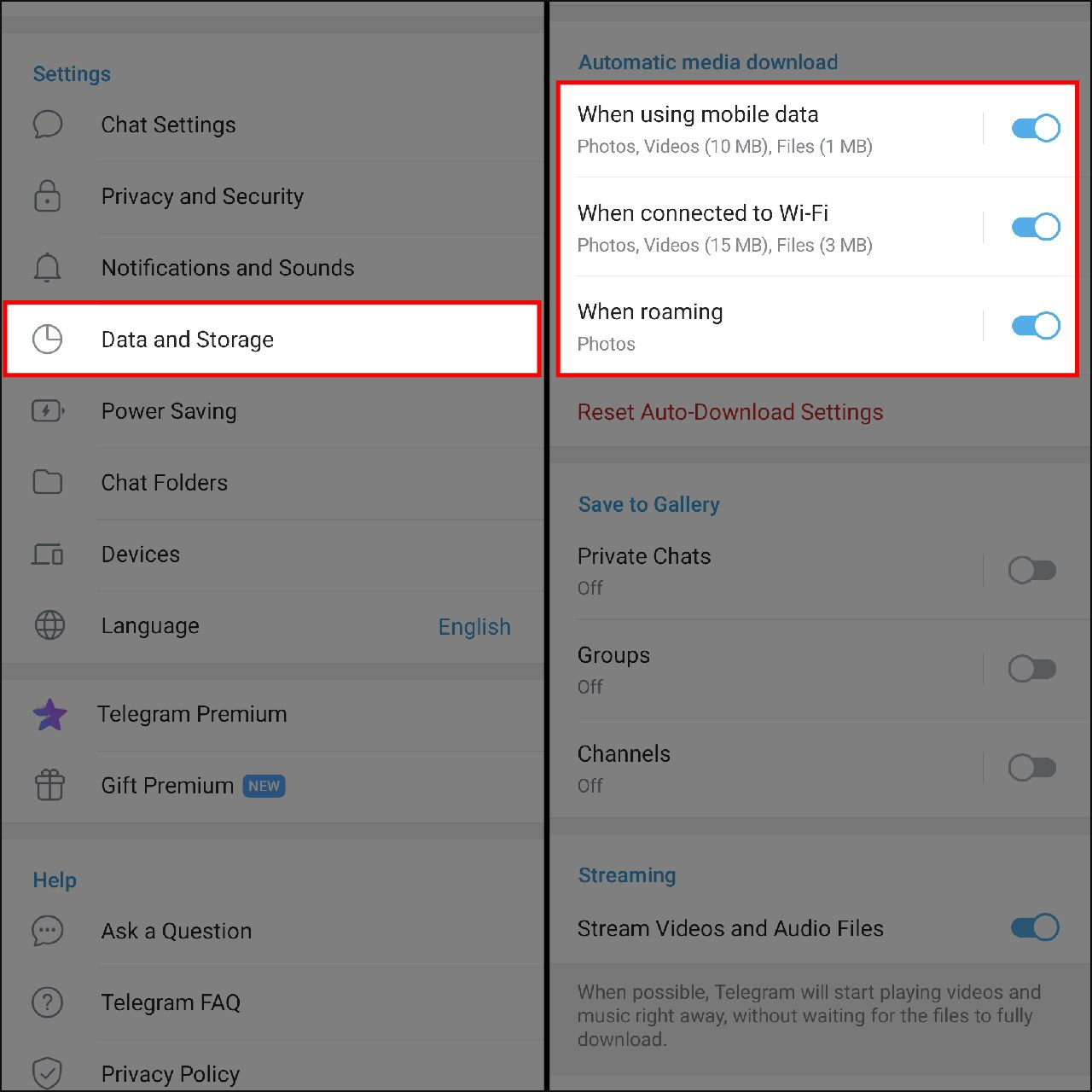 Ngăn Telegram lưu tự động phương tiện hình ảnh