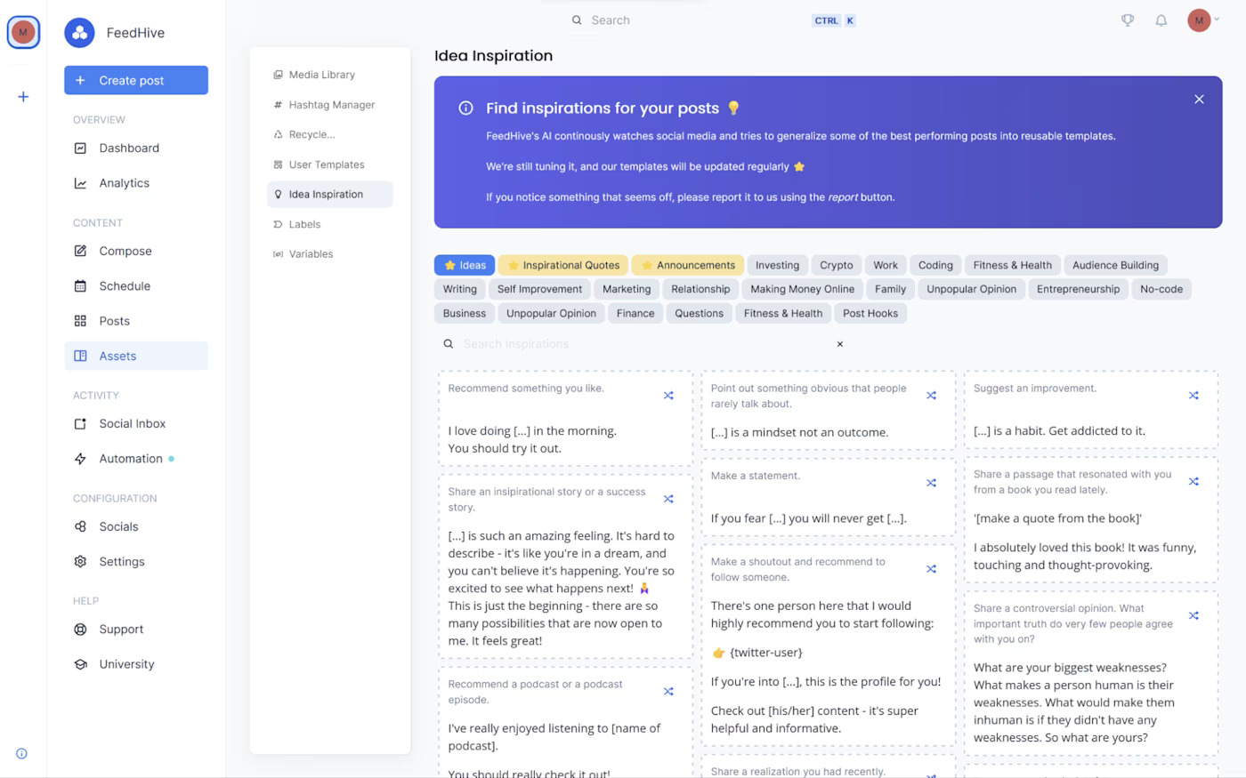 Feedhive - công cụ AI quản lý MXH tốt nhất hiện nay