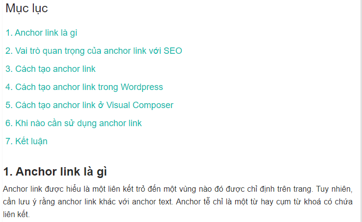 Anchor là gì trong mục lục tự động 
