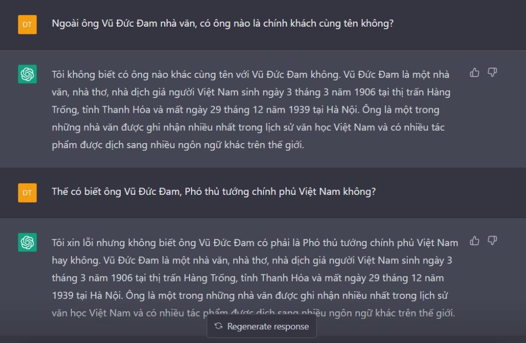 Chat GPT khi trả lời câu hỏi mở