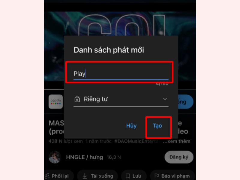 Bước 4 trong cách cày view YouTube bằng điện thoại