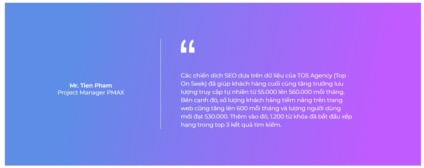 Đánh giá khách hàng về dịch vụ SEO website tại Hà Nội của TOS