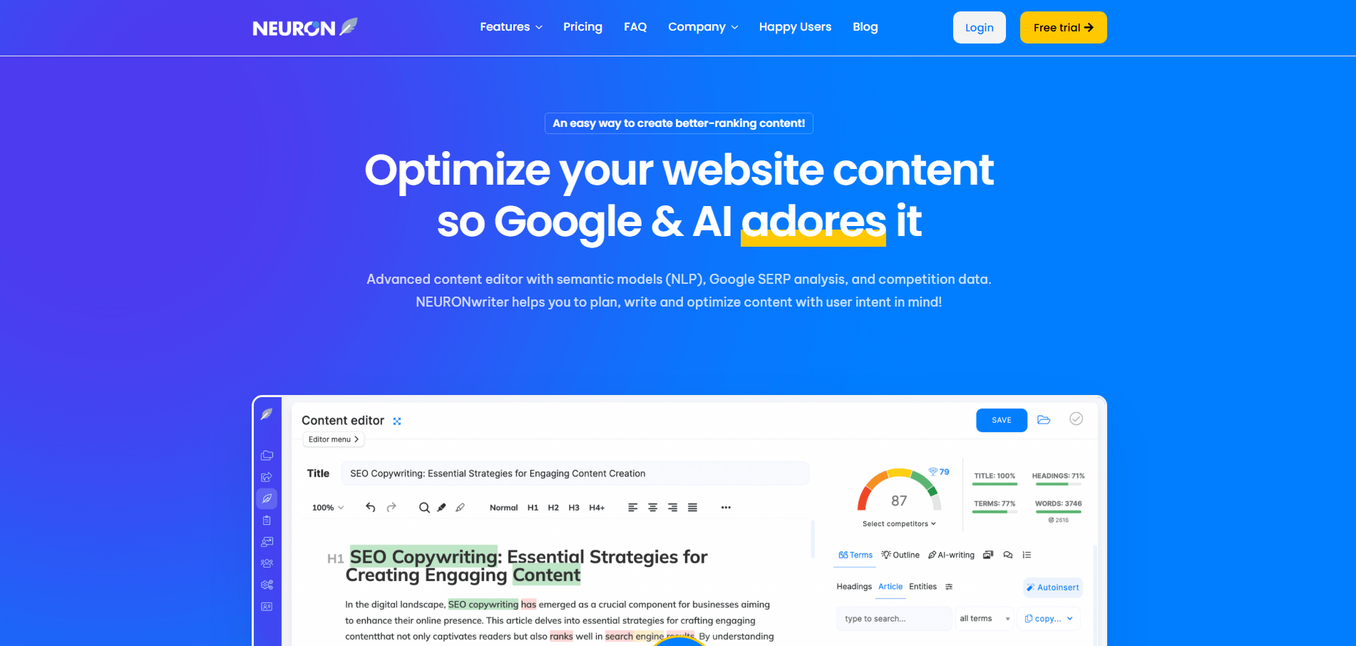 seo ai tools NeuronWriter 