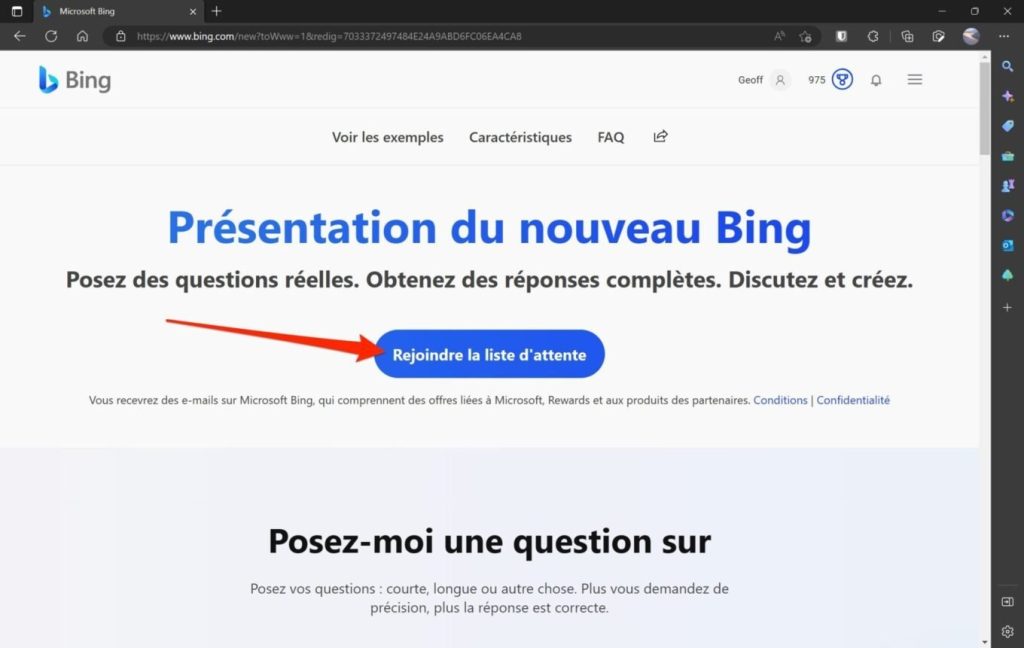 Tham gia vào danh sách chờ để sử dụng bing Chat GPT