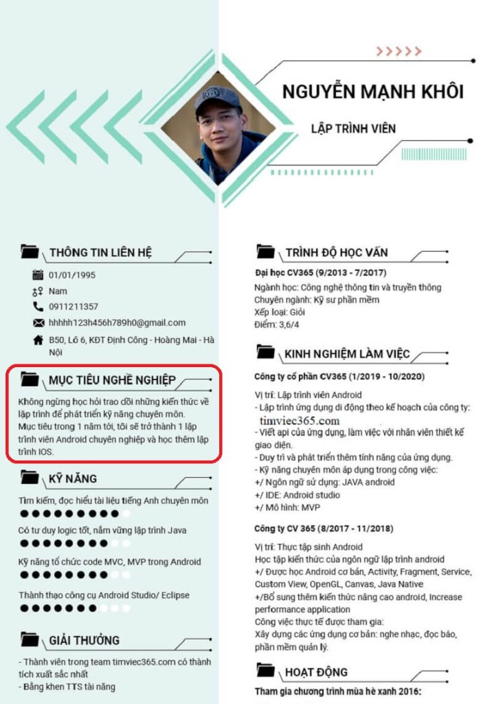 Mẫu mục tiêu nghề nghiệp theo ngành