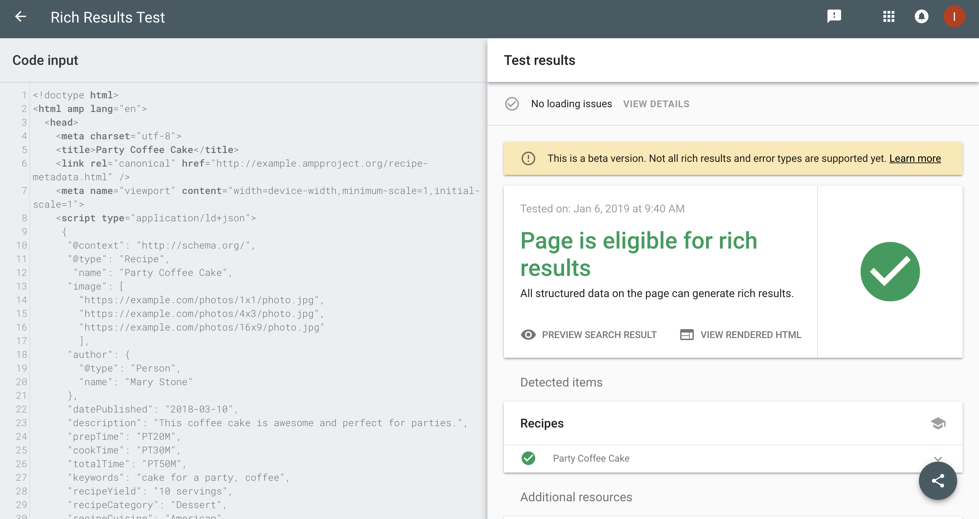 Google’s Rich Results Tool 