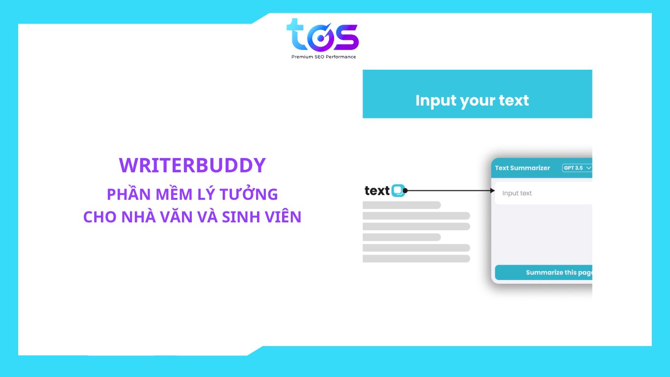 Writerbuddy AI Text Summarizer giúp tóm tắt văn bản nhanh chóng