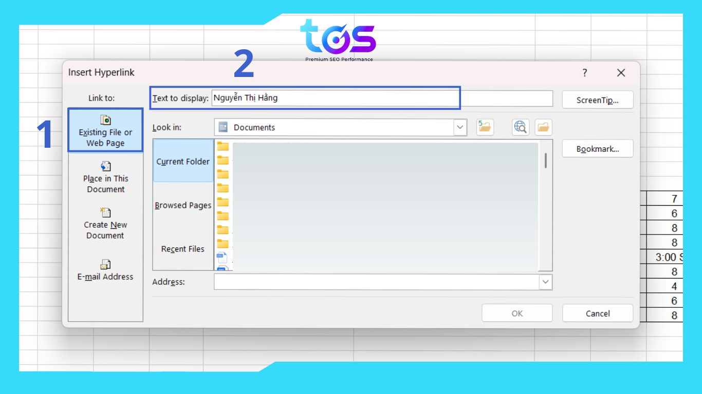 chọn Existing File or Web Page