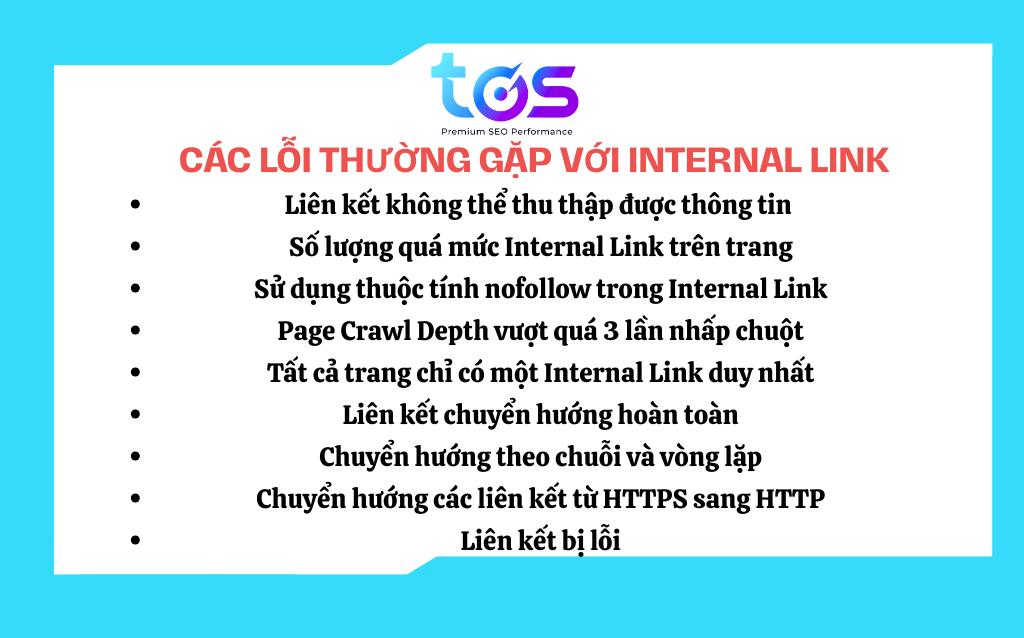 Tối ưu website bằng Internal Link thường gặp một số lỗi