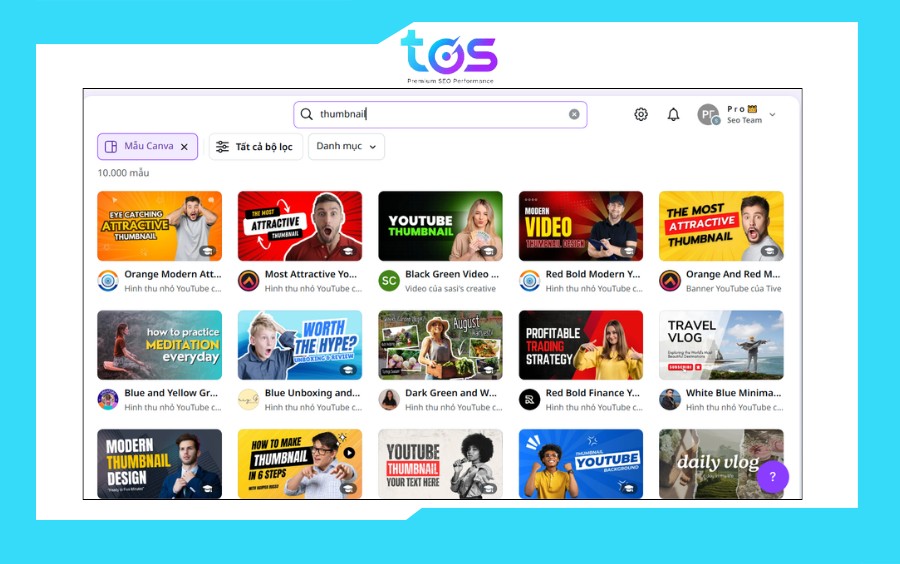 Canva với vô vàn mẫu thumbnail đẹp mắt