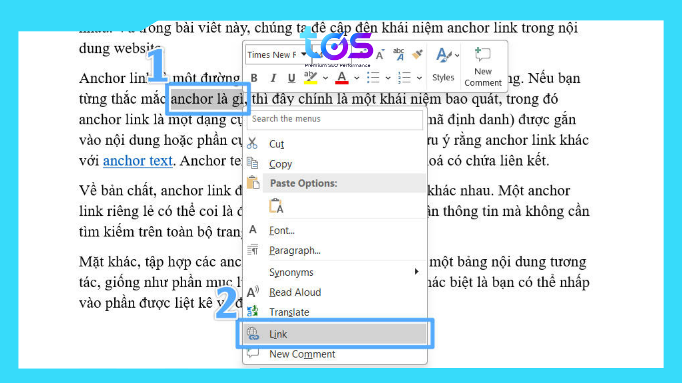 Các bước hyperlink trong Word