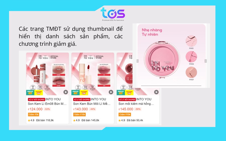 Thumbnail trên các sàn thương mại điện tử