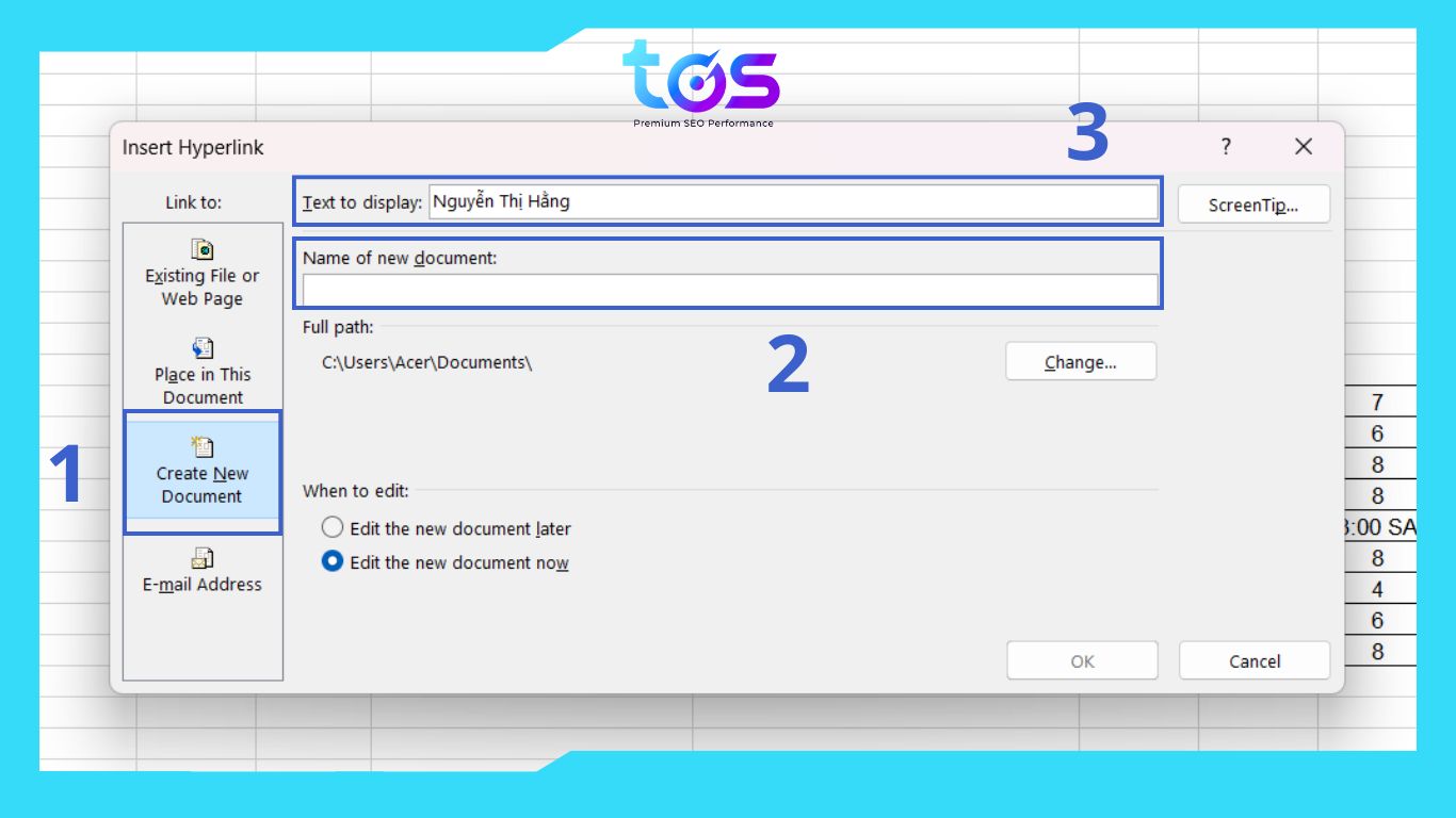 chọn Create New Document và làm theo hướng dẫn
