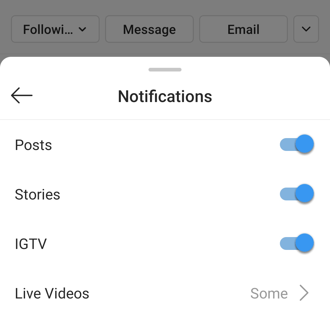Cách tăng traffic từ Instagram: Bật chế độ Notifications