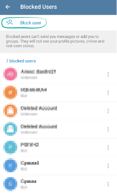Chặn người dùng spam Telegram