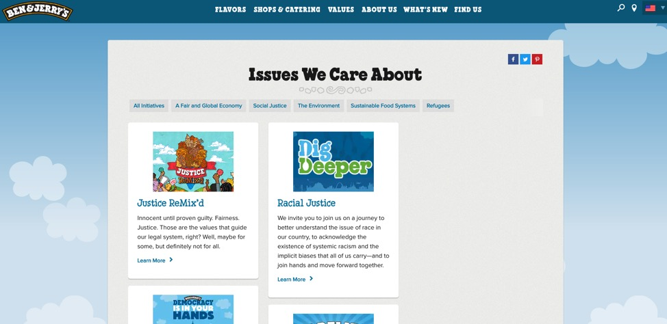 Trang Landing Page hiệu quả của Ben & Jerry’s