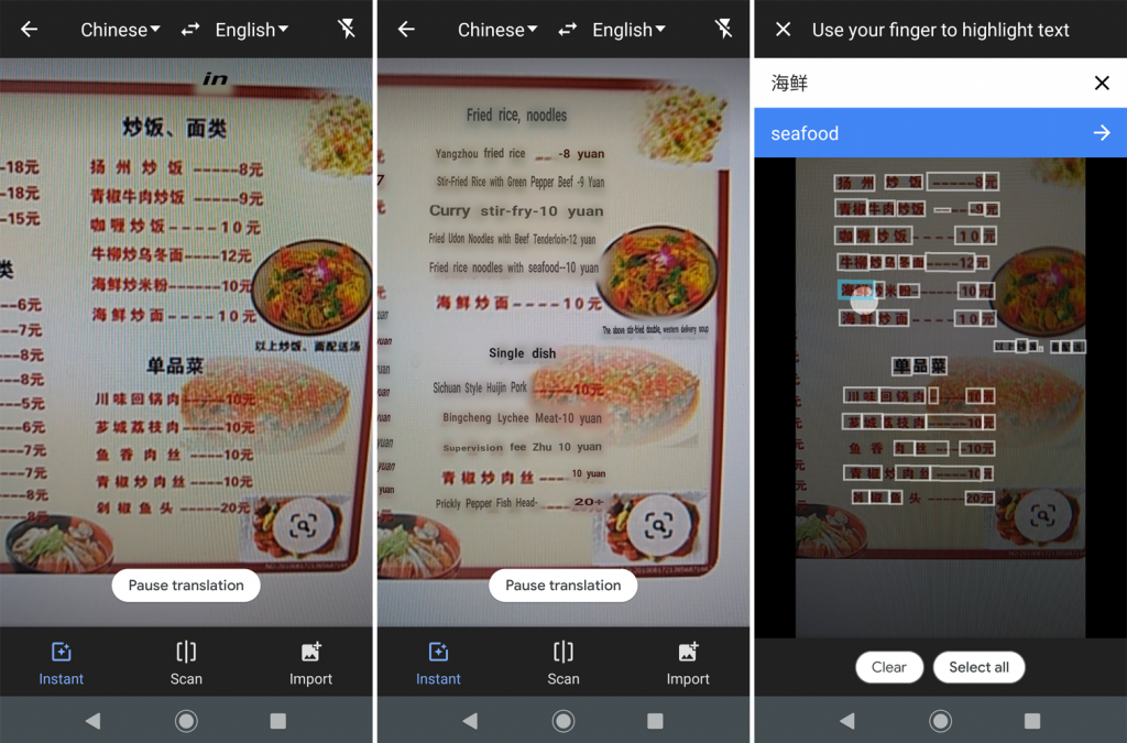 Tính năng Scan ngôn ngữ qua hình ảnh của Google translate