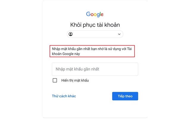 Khôi phục tài khoản