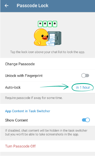 Tạo mật khẩu tự động khóa Telegram