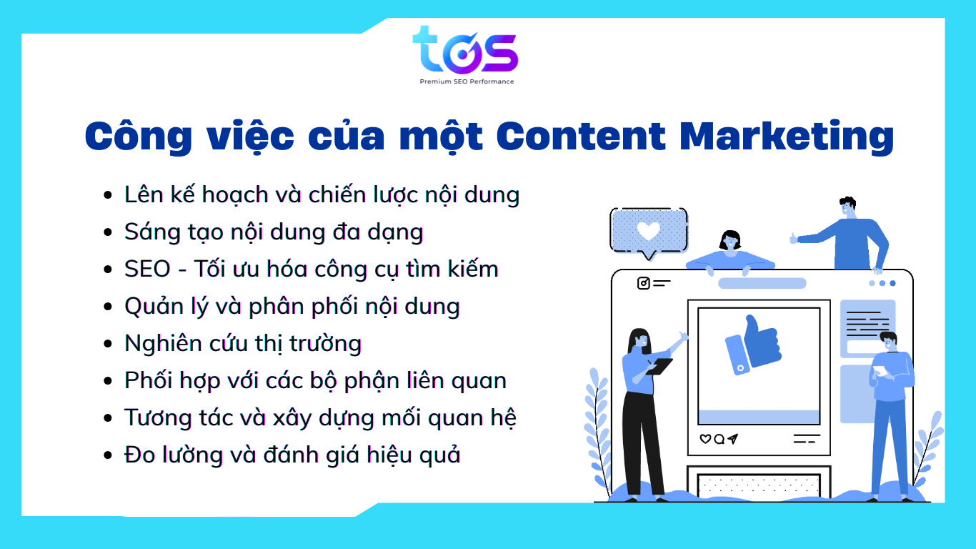Công việc của một Content Marketing sẽ tuỳ thuộc vào doanh nghiệp, lĩnh vực kinh doanh