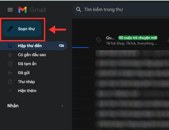 Mở gmail và chọn Soạn thư - cc trong email là gì