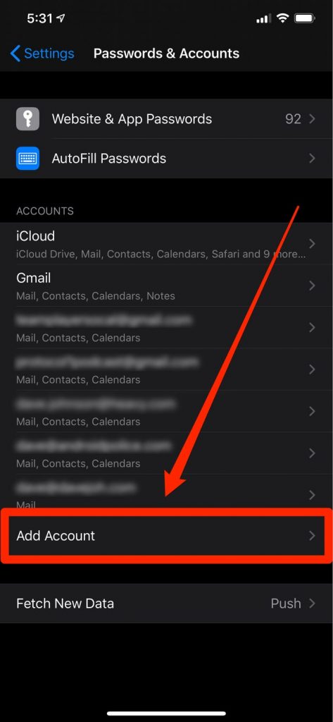 Mục Setting cho phép bạn có nhiều tài khoản kể cả Yahoo Mail (Nguồn: Internet)