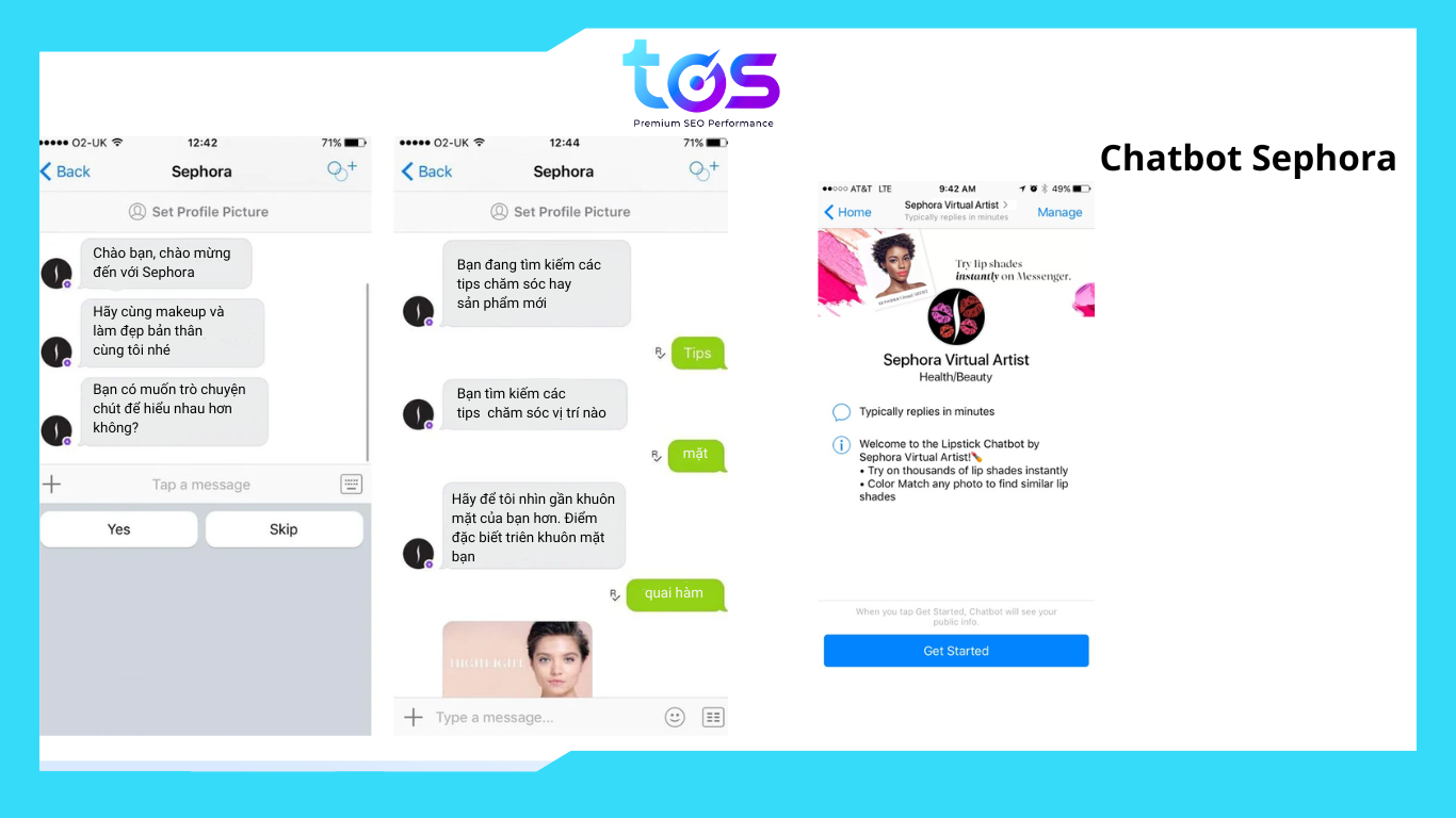 Chatbot  trên Facebook Messenger của Sephora