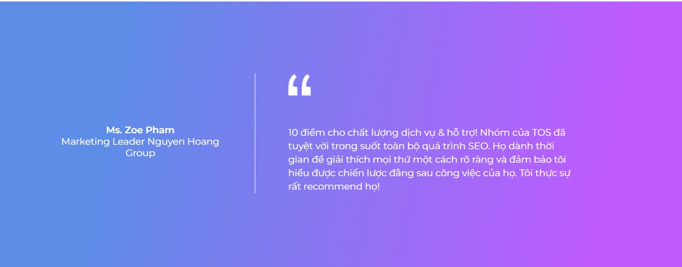 Đánh giá khách hàng về dịch vụ SEO Hà Nội của TOS