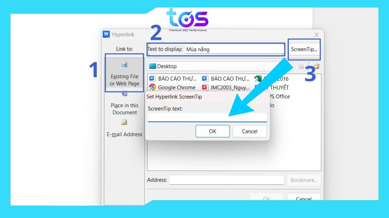 chọn Existing File or Web Page