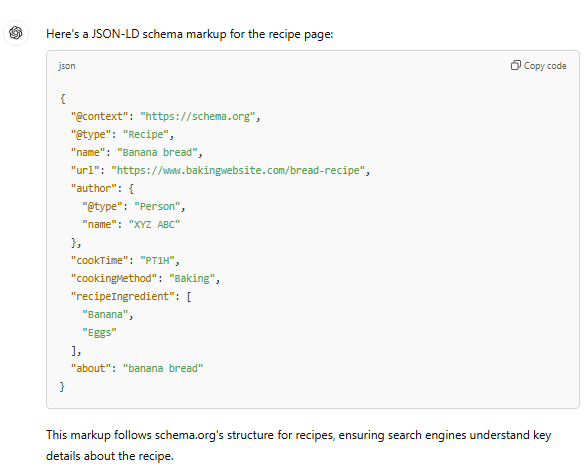 dùng ChatGPT để tạo schema markup