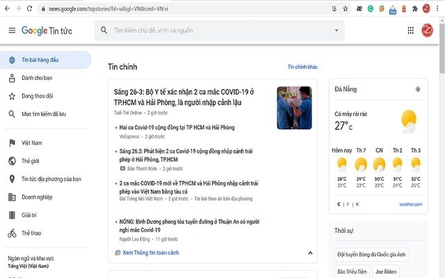 Giao diện trang chủ Google News | TopOnSeek