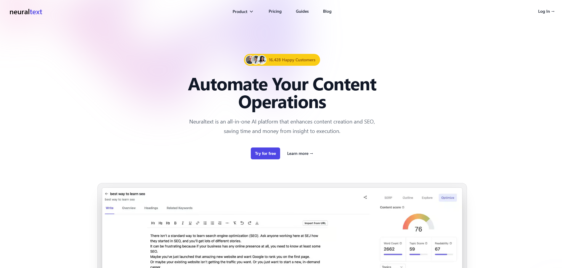 seo ai tools NeuralText
