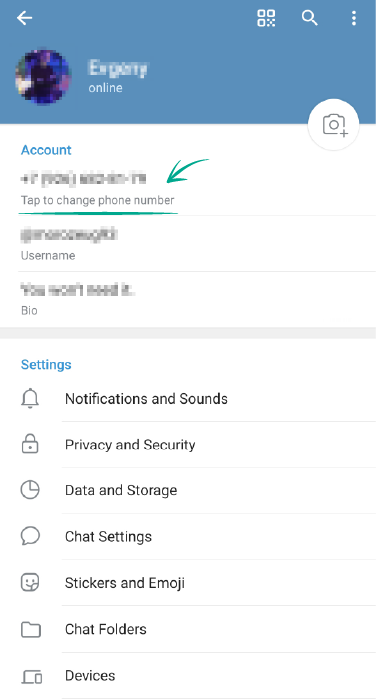 Thay đổi số điện thoại Telegram