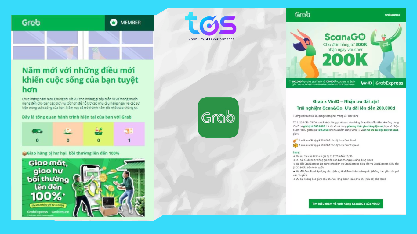 Mẫu thiết kế email marketing của thương hiệu Grab