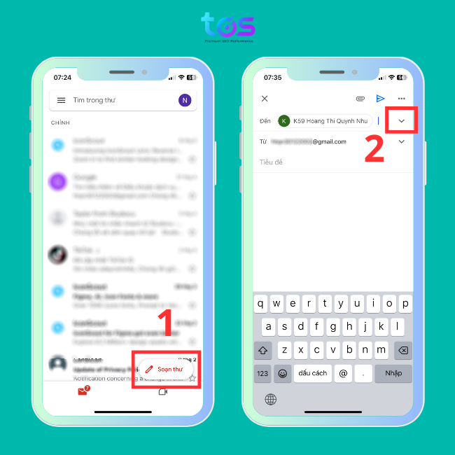 Bấm Soạn thư và nhấn vào nút mũi tên - cc trong email là gì