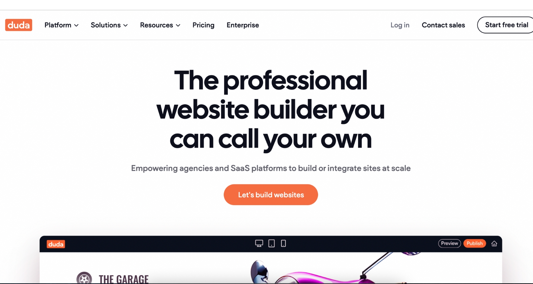 Nền tảng thiết kế website Duda