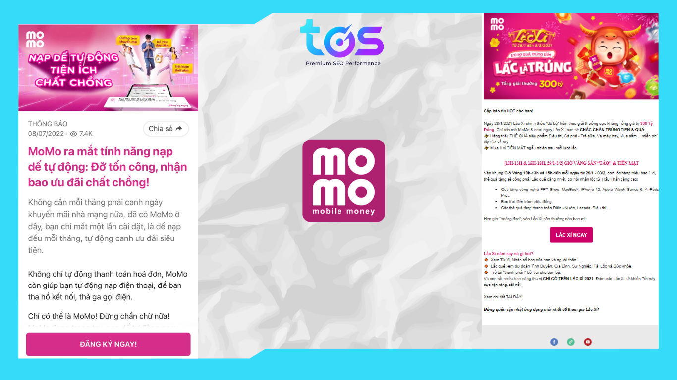 Mẫu email marketing của Ví điện tử Momo