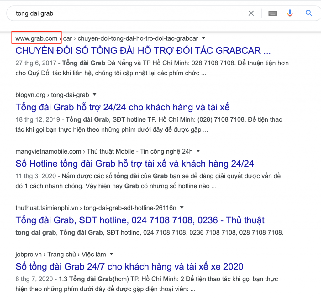 Đối với kết quả tìm kiếm tự nhiên nên tìm đến thông tin kết quả có website của thương hiệu, công ty mình muốn tìm kiếm.