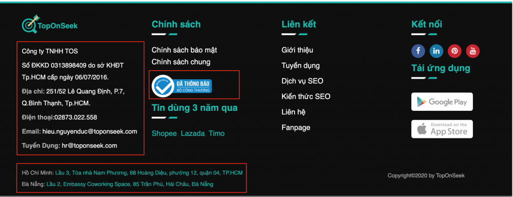 Dấu hiệu nhận biết doanh nghiệp Uy Tín: Mã Số Thuế, Địa chỉ Doanh Nghiệp, Hotline liên lạc, Đại diện cá nhân chịu trách nhiệm nội dung, Địa chỉ Văn Phòng.